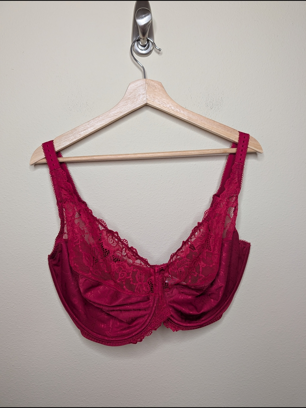 NWT Delimira Minimizer Bra 38K Red Lace‎ Underwire Non-Padded Full Coverage W578